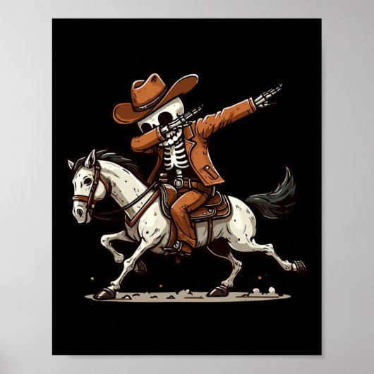 Dabbing Skeleton Cowboy Halloween Costume Kinder B Poster (Voorkant)