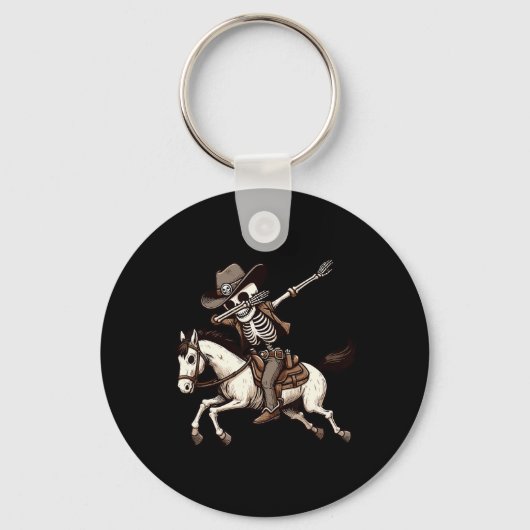Dabbing Skeleton Cowboy Halloween Costume Kinder B Sleutelhanger (Voorkant)