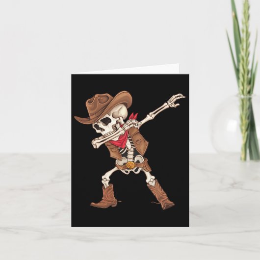 Dabbing Skeleton Cowboy Halloween Kostuum Boys Man Kaart (Voorkant)