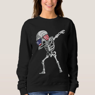 Dabbing Skeleton Dab Skeleton America Flag Trui