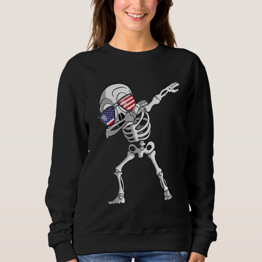 Dabbing Skeleton Dab Skeleton America Flag Trui (Voorkant)