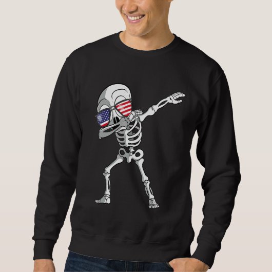 Dabbing Skeleton Dab Skeleton America Flag Trui (Voorkant)