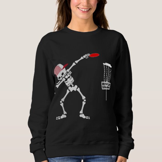 Dabbing Skeleton draag pet Disc Golf Player Trui (Voorkant)