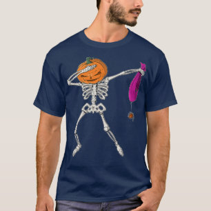 Dabbing Skeleton Funny Halloween Pumpkin Costume A T-shirt