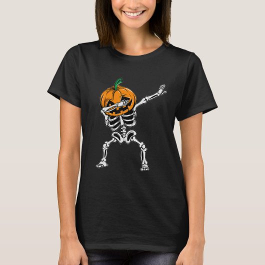 Dabbing Skeleton Halloween Ghost Party Costume Pum T-shirt (Voorkant)
