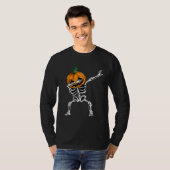 Dabbing Skeleton Halloween Ghost Party Costume Pum T-shirt (Voorkant volledig)