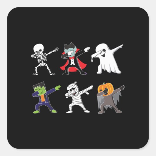 Dabbing Skeleton Halloween, Halloween, Dab boys Vierkante Sticker (Voorkant)
