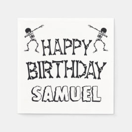 Dabbing Skeleton Halloween Happy Birthday Party Servet