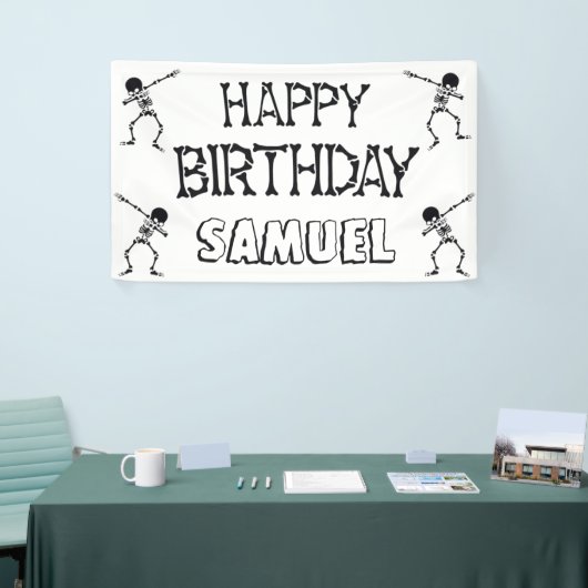 Dabbing Skeleton Halloween Happy Birthday Party Spandoek (Beurs)