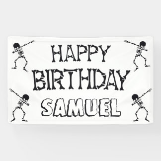 Dabbing Skeleton Halloween Happy Birthday Party Spandoek