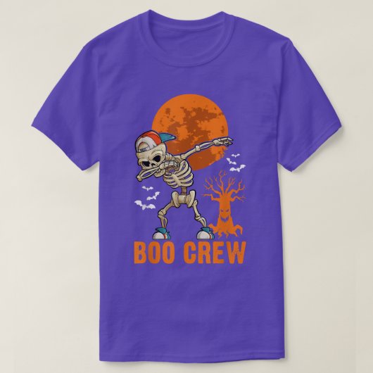 Dabbing Skeleton, Halloween, Oranje maan, Boo Crew T-shirt (Design voorkant)