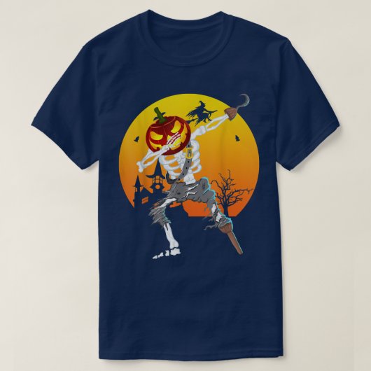 Dabbing Skeleton Halloween Pumpkin Spooky for Wom T-shirt (Design voorkant)
