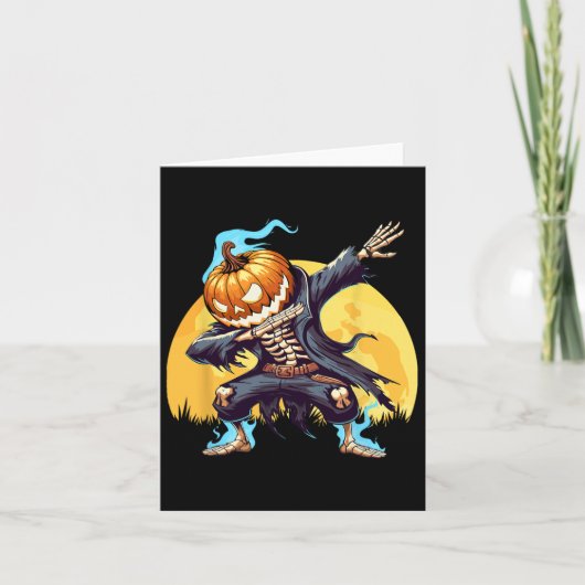 Dabbing Skeleton Headless Pumpkin Dab Dance Boys H Kaart (Voorkant)