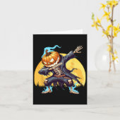 Dabbing Skeleton Headless Pumpkin Dab Dance Boys H Kaart (Gele Bloem)