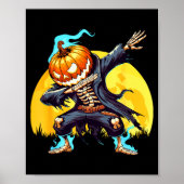 Dabbing Skeleton Headless Pumpkin Dab Dance Boys H Poster (Voorkant)