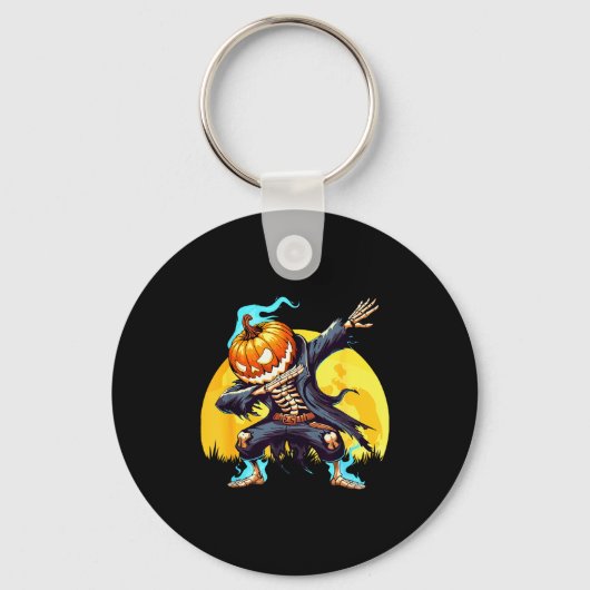 Dabbing Skeleton Headless Pumpkin Dab Dance Boys H Sleutelhanger (Voorkant)