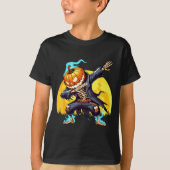 Dabbing Skeleton Headless Pumpkin Dab Dance Boys H T-shirt (Voorkant)