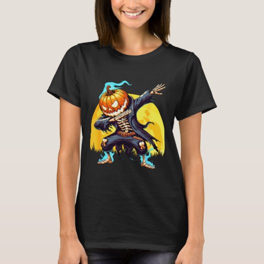 Dabbing Skeleton Headless Pumpkin Dab Dance Boys H T-shirt (Voorkant)