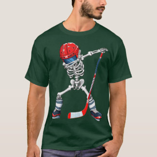 Dabbing Skeleton Hockey Halloween Costume Gift Kid T-shirt