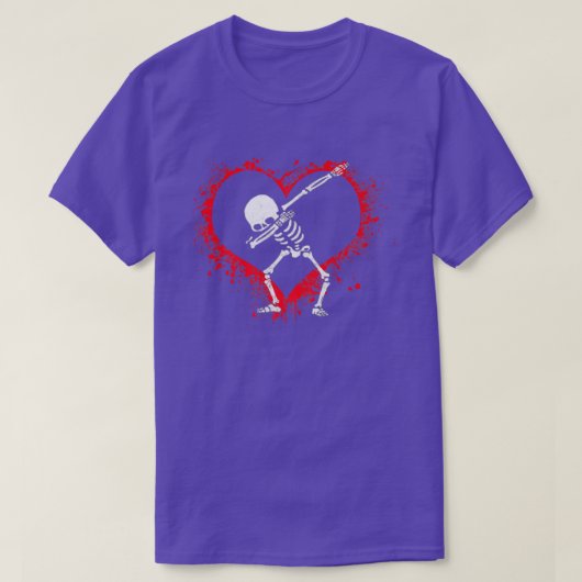 Dabbing Skeleton Kinder Heart Dab Boys Funny Valen T-shirt (Design voorkant)