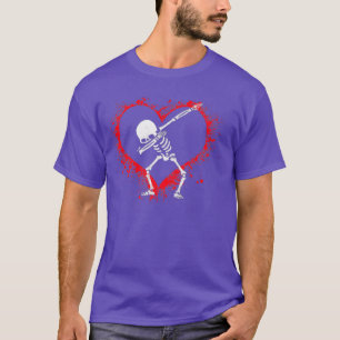 Dabbing Skeleton Kinder Heart Dab Boys Funny Valen T-shirt
