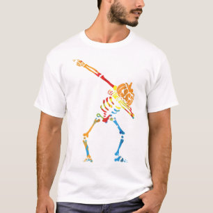 Dabbing Skeleton Lazy Costume Pumpkin Head Ironisc T-shirt