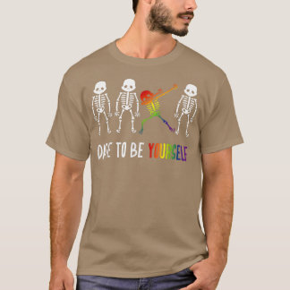 Dabbing Skeleton LGBT Lesbian Biseual Pride Month T-shirt
