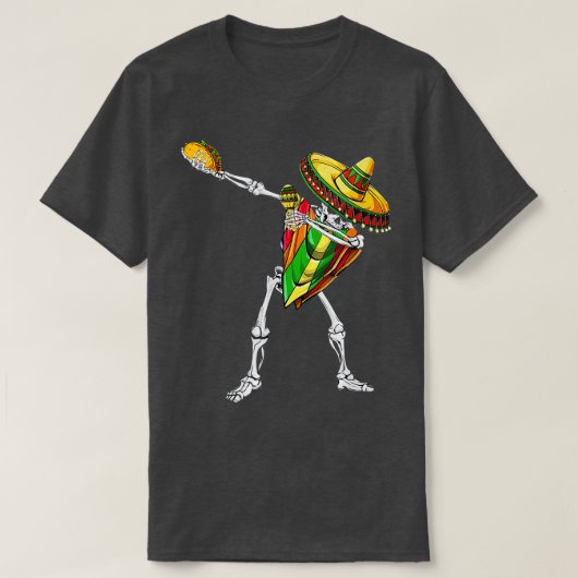 Dabbing Skeleton Meican Poncho Cinco De Mayo Sombr T-shirt (Design voorkant)