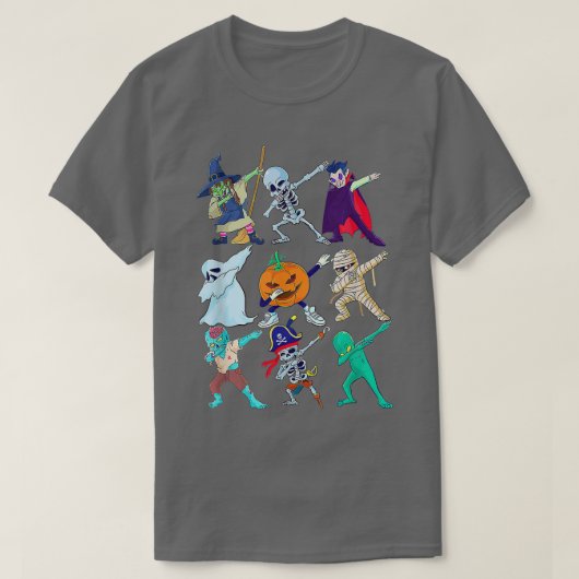 Dabbing Skeleton Monsters Funny Halloween Boys Gir T-shirt (Design voorkant)