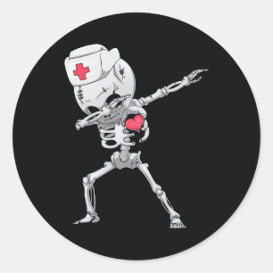 Dabbing Skeleton Nurse X-ray Halloween T Shirt Dab Ronde Sticker