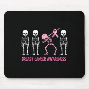 Dabbing Skeleton Pink Ribbon Breast Cancer Muismat