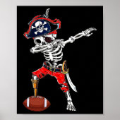 Dabbing Skeleton Pirate and Football beroemd gemaa Poster (Voorkant)