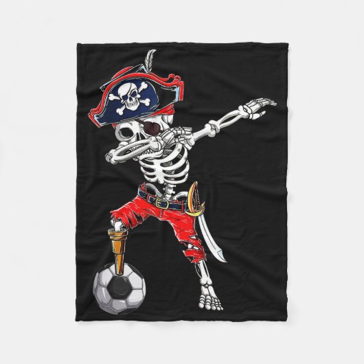 Dabbing Skeleton Pirate and Soccer LL Halloween Co Fleece Deken (Voorkant)