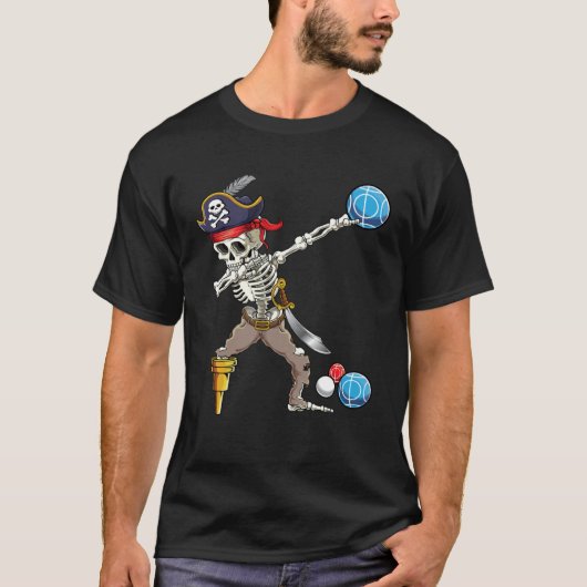 Dabbing Skeleton Pirate Bocce Ball Boccie Hallowee T-shirt (Voorkant)