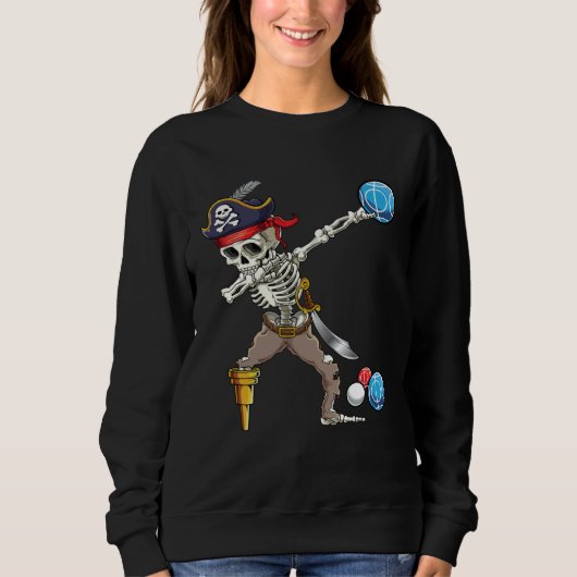 Dabbing Skeleton Pirate Bocce Ball Boccie Hallowee Trui (Voorkant)
