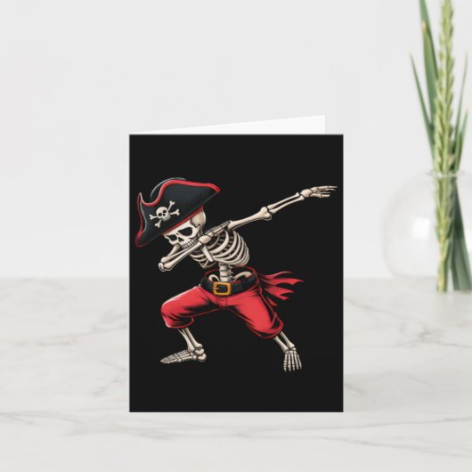 Dabbing Skeleton Pirate Boys Kinder Funny Hallowee Kaart (Voorkant)