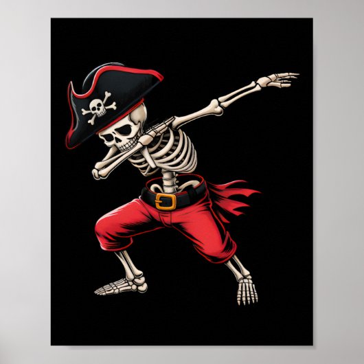 Dabbing Skeleton Pirate Boys Kinder Funny Hallowee Poster (Voorkant)