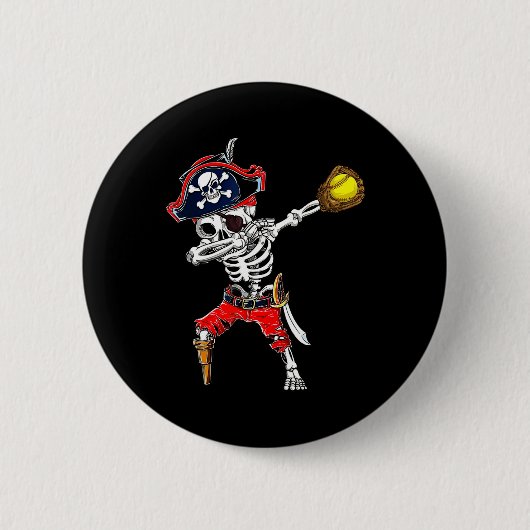 Dabbing Skeleton Pirate en Softll Halloween Co Ronde Button 5,7 Cm (Voorkant)