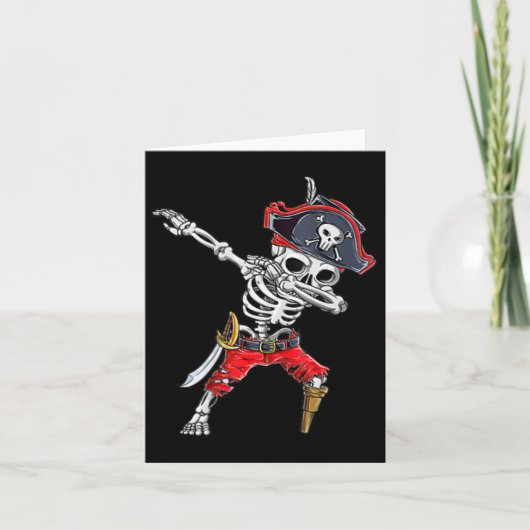 Dabbing Skeleton Pirate Funny Halloween Kinder Jol Kaart (Voorkant)