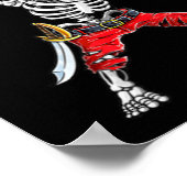 Dabbing Skeleton Pirate Funny Halloween Kinder Jol Poster (Hoek)