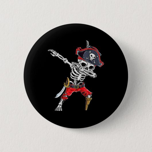 Dabbing Skeleton Pirate Funny Halloween Kinder Jol Ronde Button 5,7 Cm (Voorkant)
