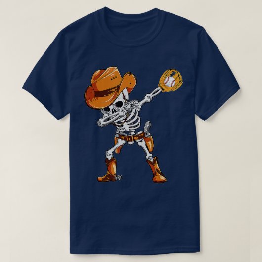 Dabbing Skeleton Pirate Halloween Baseball Player T-shirt (Design voorkant)