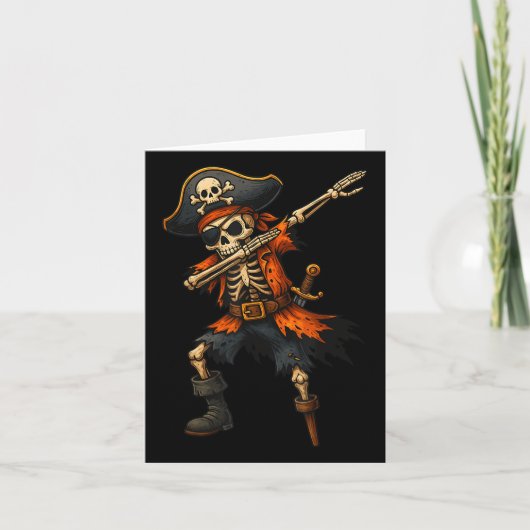 Dabbing Skeleton Pirate Halloween Costume For Kids Kaart (Voorkant)