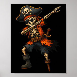 Dabbing Skeleton Pirate Halloween Costume for Kids Poster