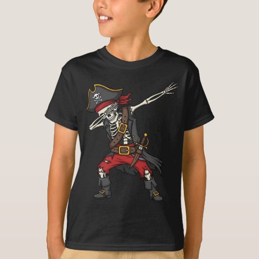 Dabbing Skeleton Pirate Halloween Costuum T-shirt (Voorkant)