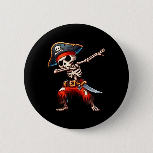 Dabbing Skeleton Pirate Halloween Kinder Pirate Ronde Button 5,7 Cm (Voorkant)