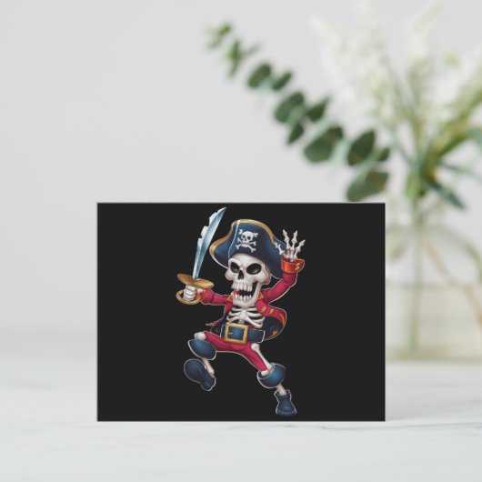 Dabbing Skeleton Pirate Halloween Kinderen Jolly R Briefkaart (Staand voorkant)