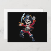 Dabbing Skeleton Pirate Halloween Kinderen Jolly R Briefkaart (Voorkant / Achterkant)