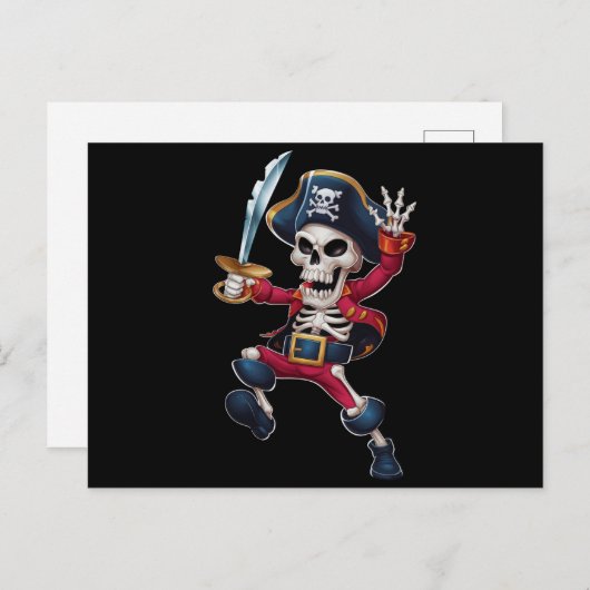 Dabbing Skeleton Pirate Halloween Kinderen Jolly R Briefkaart (Voorkant / Achterkant)
