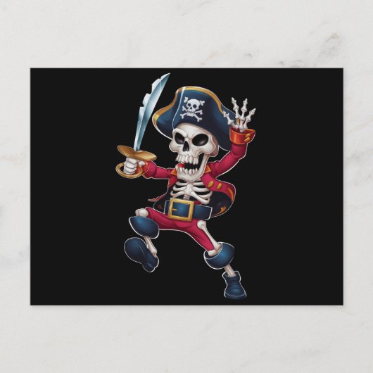 Dabbing Skeleton Pirate Halloween Kinderen Jolly R Briefkaart (Voorkant)